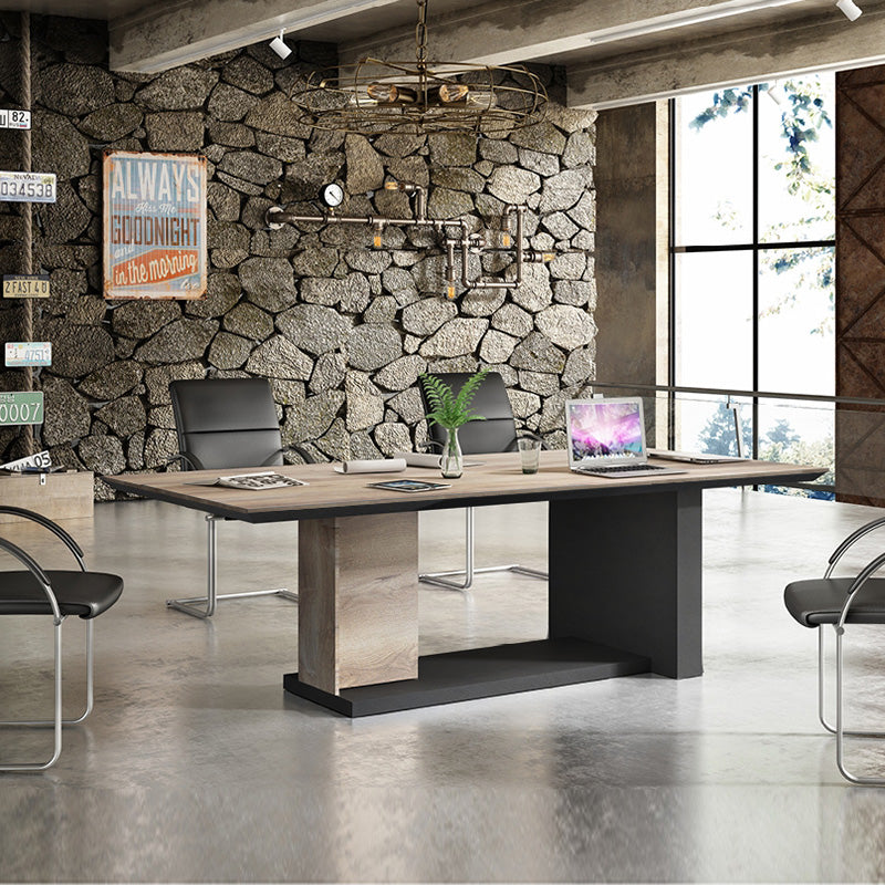 Premium ZEA Boardroom Conference Table 2.4M (8ft) - Warm Oak & Black Finish - Ideal for Office Meetings, Corporate Presentations & Executive Workspaces