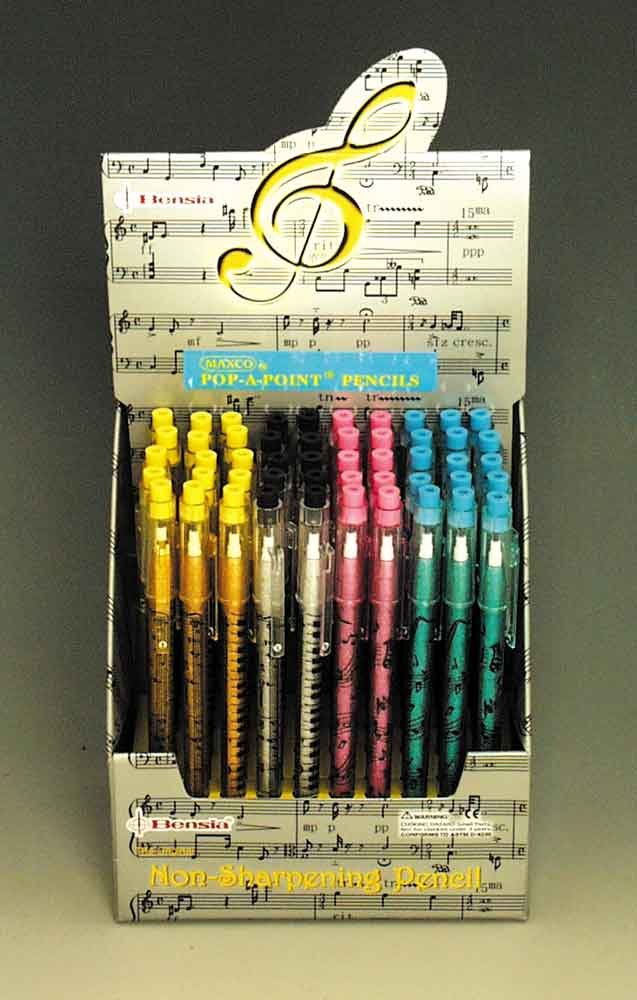 Glitter POP-A-Point Pencils with Display - Colorful Mechanical Pencils for Kids, Students & Artists - Perfect for School, Office, Drawing & Craft Projects