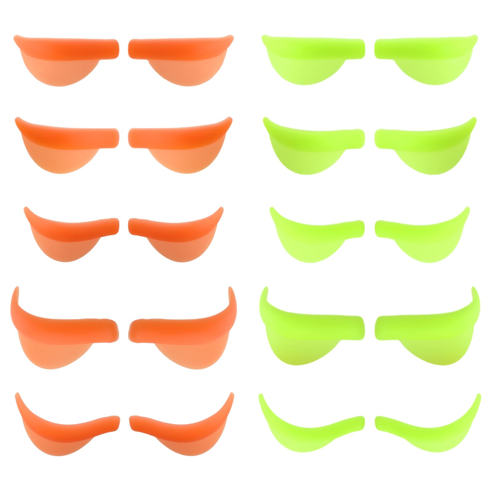 20 Pcs Reusable Silicone Lash Lift Pads - XS/S/M/L/XL 5 Sizes for Eyelash Perm & Lifting (10 Green + 10 Orange) | Professional Lash Extension Tools for Salon & Home Use