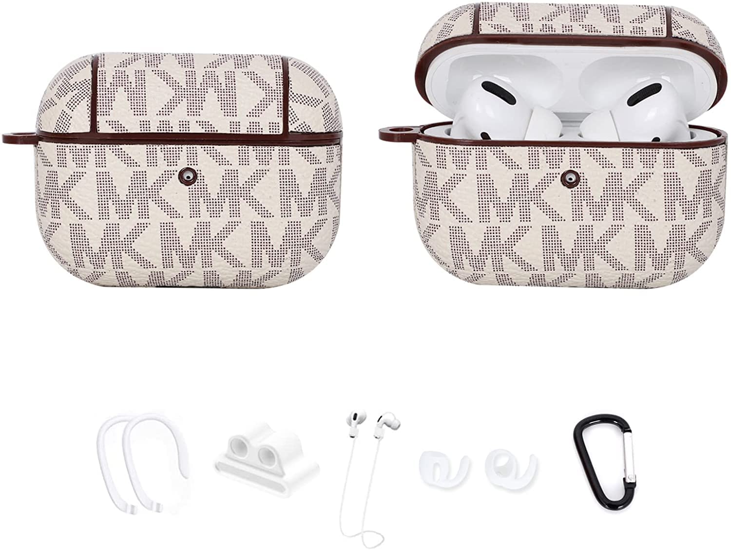 Luxury Leather AirPods Pro Case - KK Design, Fashion & Cute for AirPods Pro 3 (Ivory) - Perfect for Travel & Daily Use