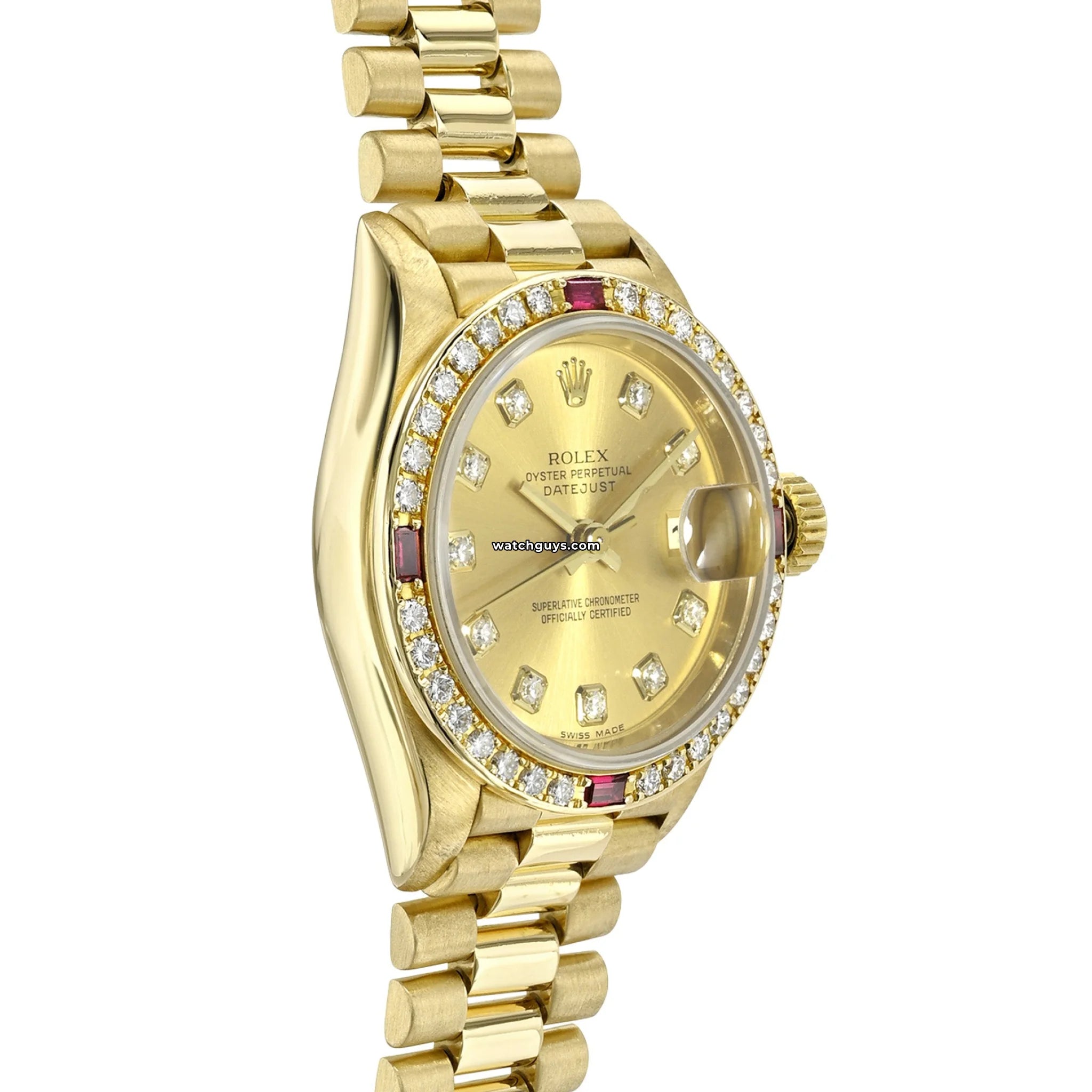 Luxury Rolex Datejust 69068 18K Gold Watch with Champagne Dial, Diamonds & Rubies - Perfect for Weddings, Anniversaries & Special Occasions