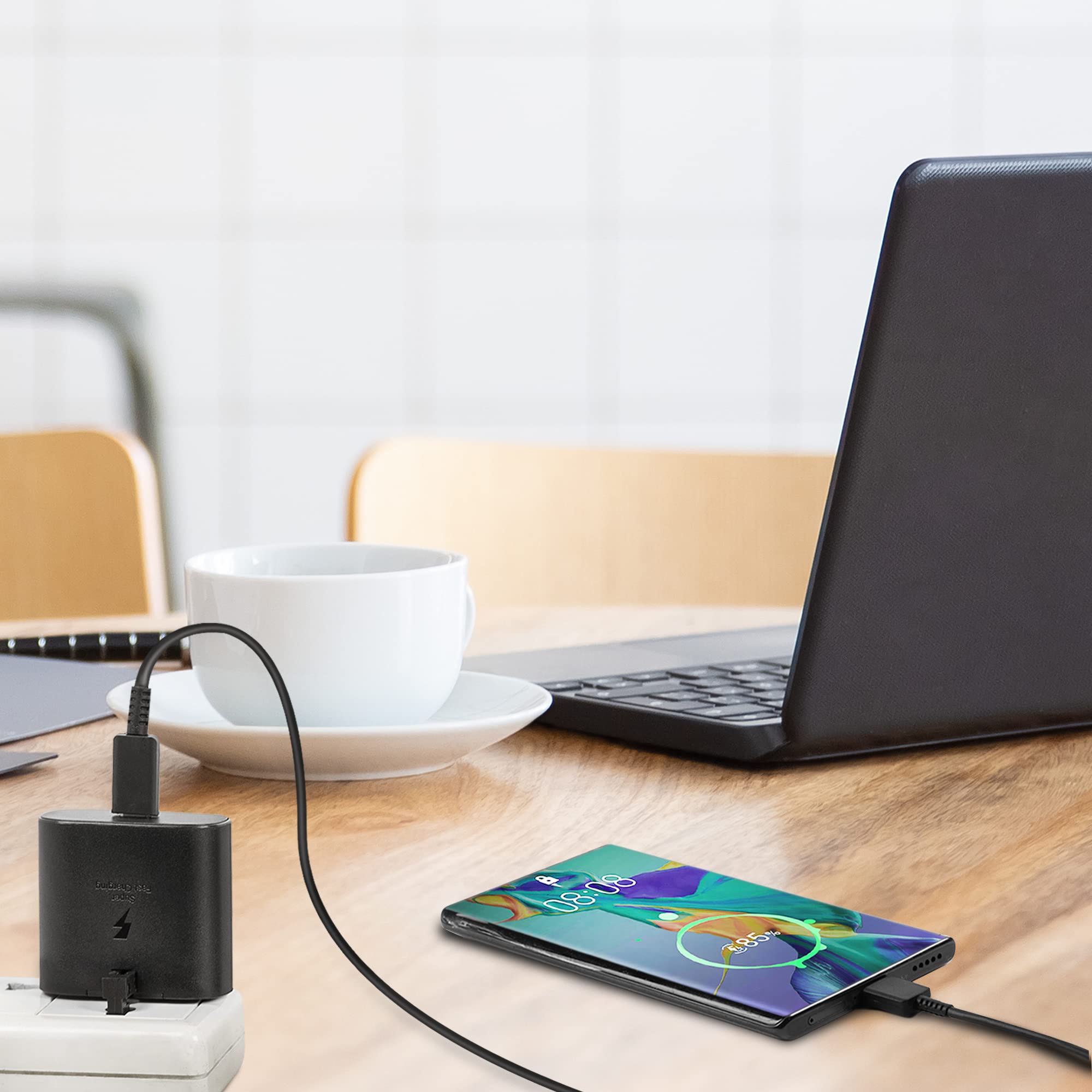 Chargeway 25W Fast Charger with 6FT USB-C Cable - Quick Charge for Samsung Galaxy S23/S22/S21, Note 20, A Series & USB-C Devices - Perfect for Travel, Office & Home Charging