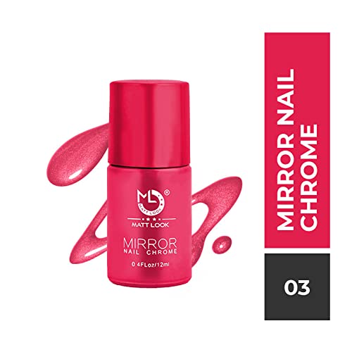 Mattlook Shine Like Mirror Nail Chrome Polish - Vibrant Red-A (Pack of 2, 24ml) for Salon-Quality Manicures & Party Nail Art