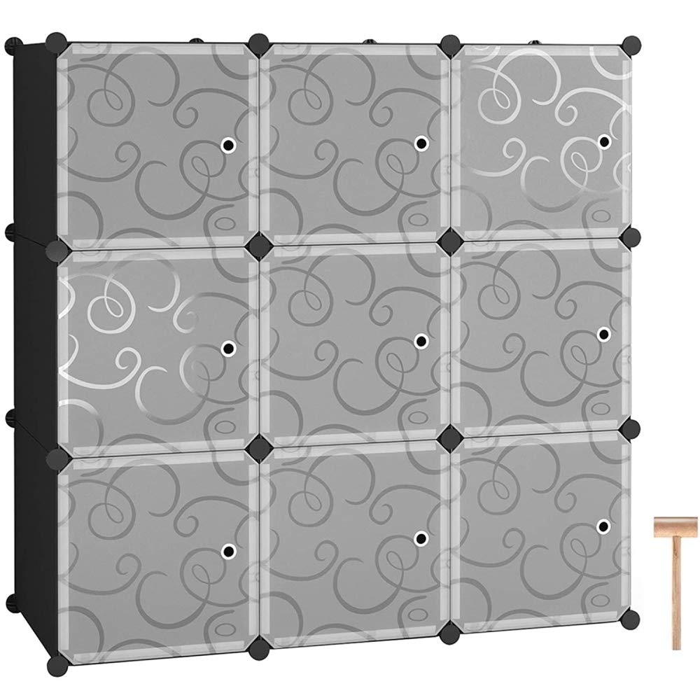MengK 9-Cube Storage Organizer - DIY Closet Cabinet with Doors, White & Black | Perfect for Bedroom, Living Room & Office Organization