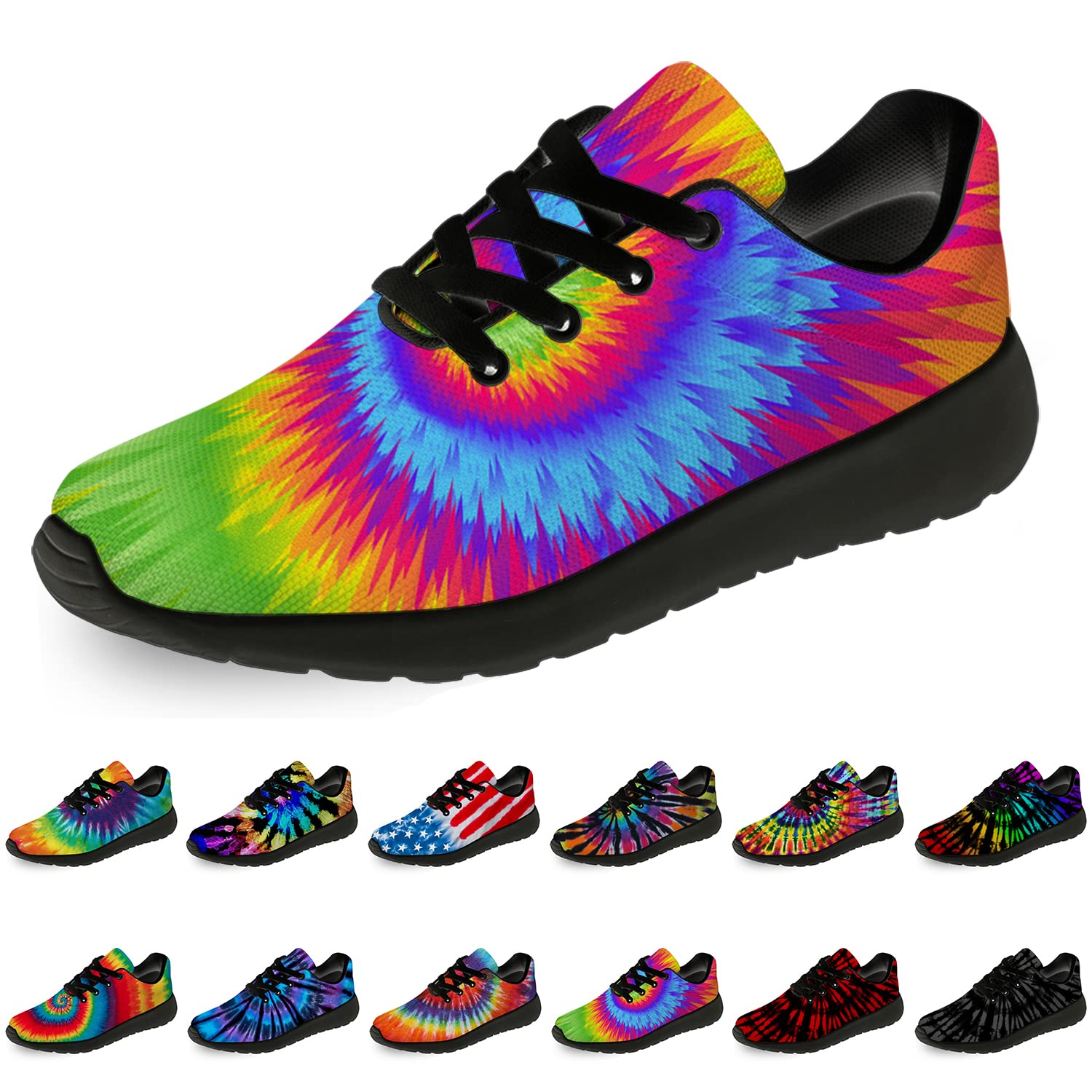 Horethy Tie Dye Running Shoes for Women & Men - Comfortable Walking Tennis Sneakers for Jogging & Sports - Perfect Gift for Athletes & Fitness Lovers (Ideal for Gym, Workouts, Casual Wear & Outdoor Activities)