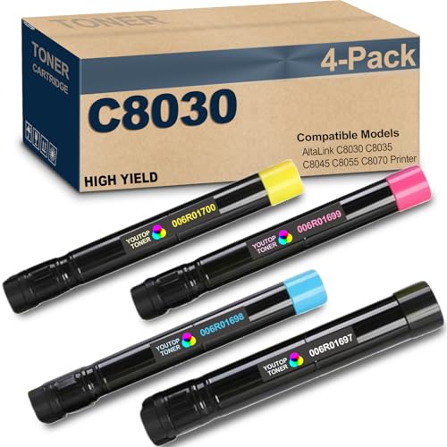 4PK High-Yield C8030 Toner Cartridge Replacement (006R01697, 006R01698, 006R01699, 006R01700) Compatible with Xerox AltaLink C8030/C8035/C8045/C8055/C8070 Printers - Ideal for Office & Home Printing Needs