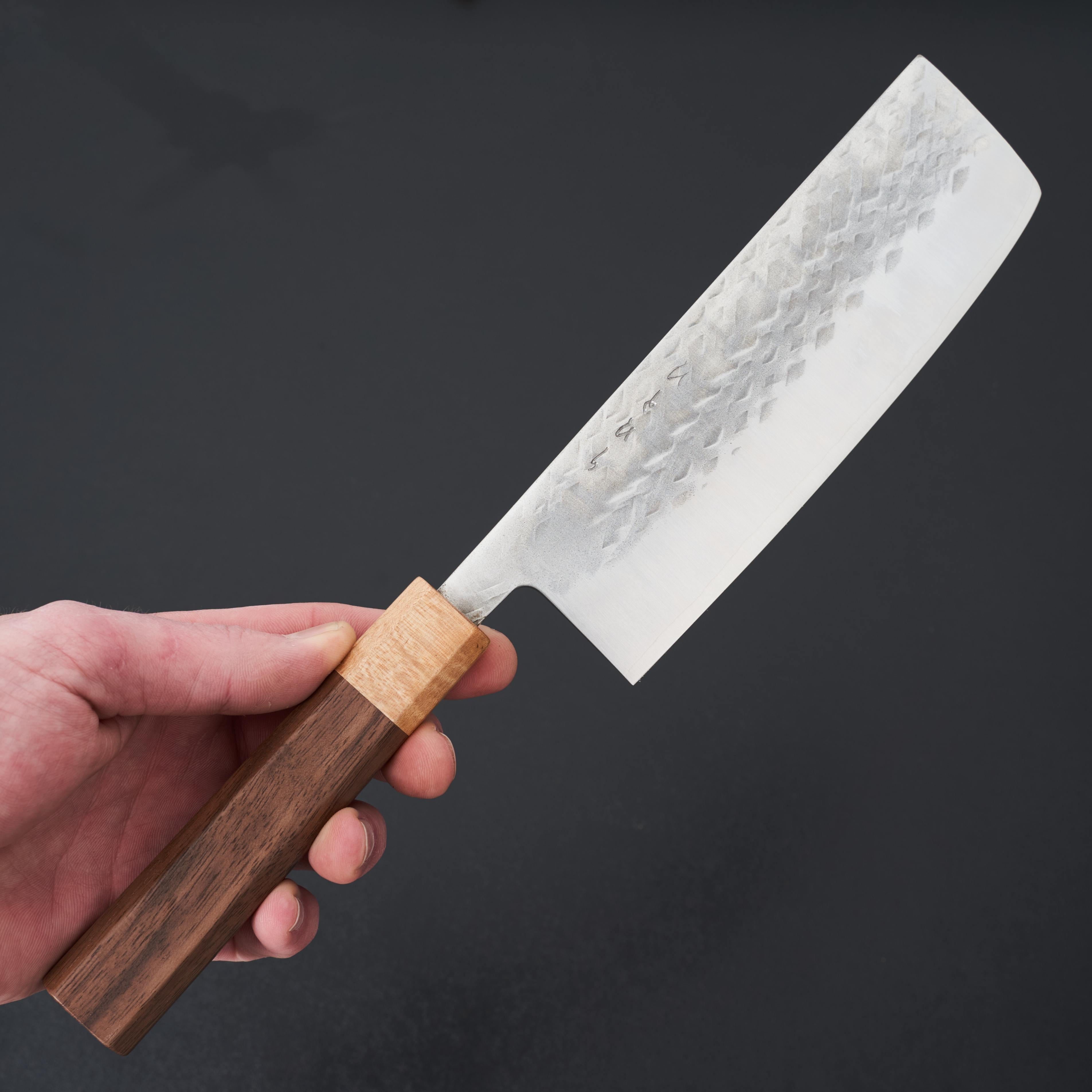 Hitohira TD SLD Tsuchime Nakiri Japanese Chef Knife 165mm - Premium Handcrafted Kitchen Knife for Slicing Vegetables, Herbs & Sushi Preparation