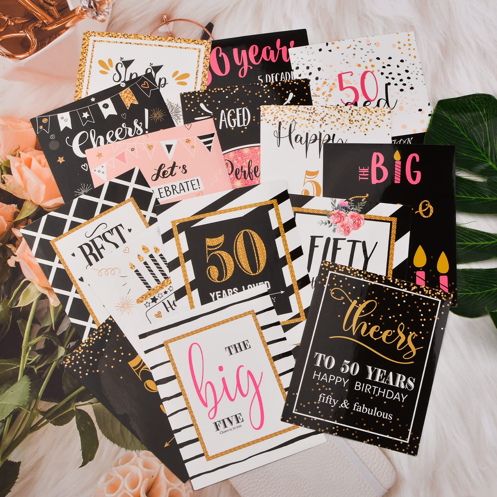 50th Birthday Party Wine & Beer Bottle Labels - 15 Sheets Cheers to 50 Years Stickers - Fun 50th Birthday Decoration Supplies for Men & Women - Perfect for Milestone Celebrations, Anniversary Parties & Retirement Gifts