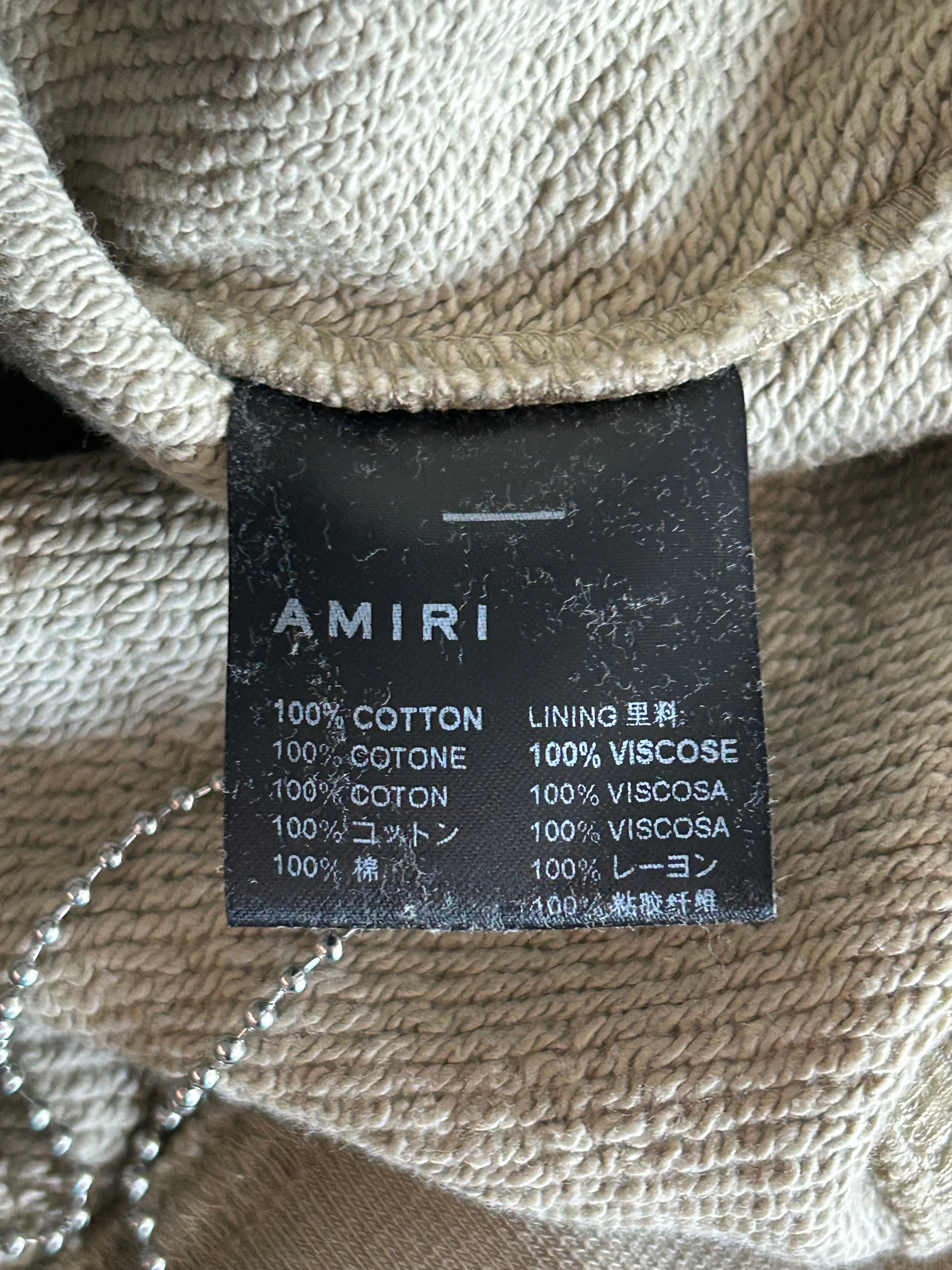 Amiri MA Bar Logo Hoodie for Men - Tan & White Pullover Sweatshirt | Streetwear Fashion, Casual Wear & Layering Essential