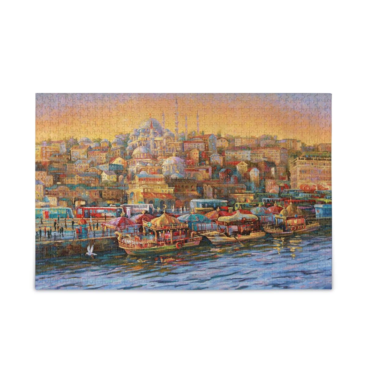 500/1000 Piece Jigsaw Puzzle for Adults & Kids - Istanbul River Twilight Landscape Educational Puzzle Game, Stress Relief & Brain Teaser, Perfect for Family Bonding & Classroom Activities