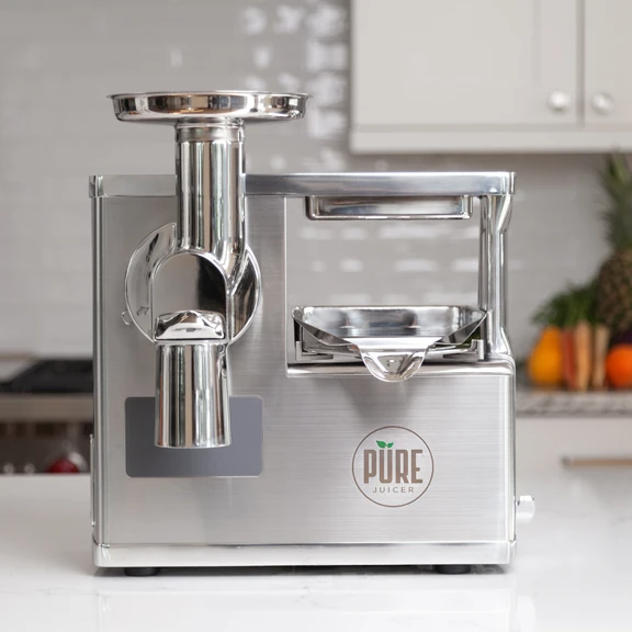 Juicefeaster + PURE Juicer Bundle - Cold Press Slow Masticating Juicer for Fresh Fruit & Vegetable Juice - Perfect for Home, Gym & Healthy Lifestyle