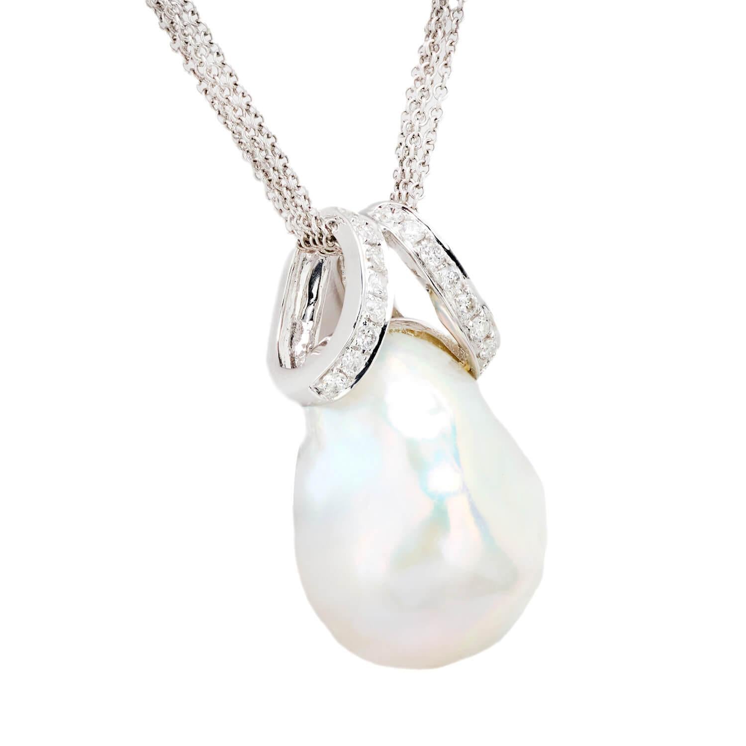 18K Gold Pearl and Diamond Pendant Necklace for Women - Elegant Jewelry Gift for Anniversary, Birthday & Special Occasions