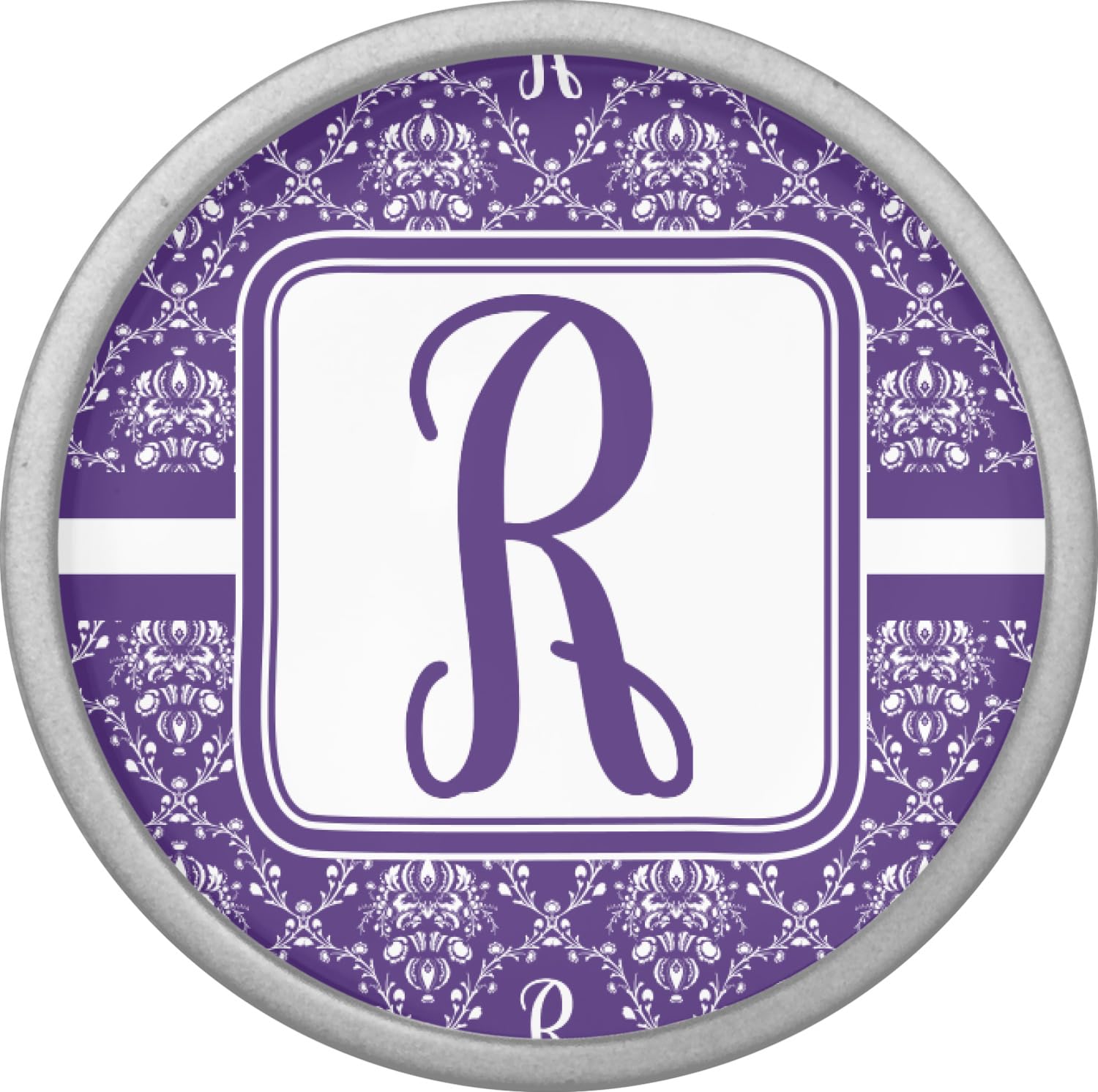 Personalized Initial Damask Cabinet Knob - Silver Finish | Elegant Drawer Pulls for Bedroom, Kitchen & Bathroom Cabinets
