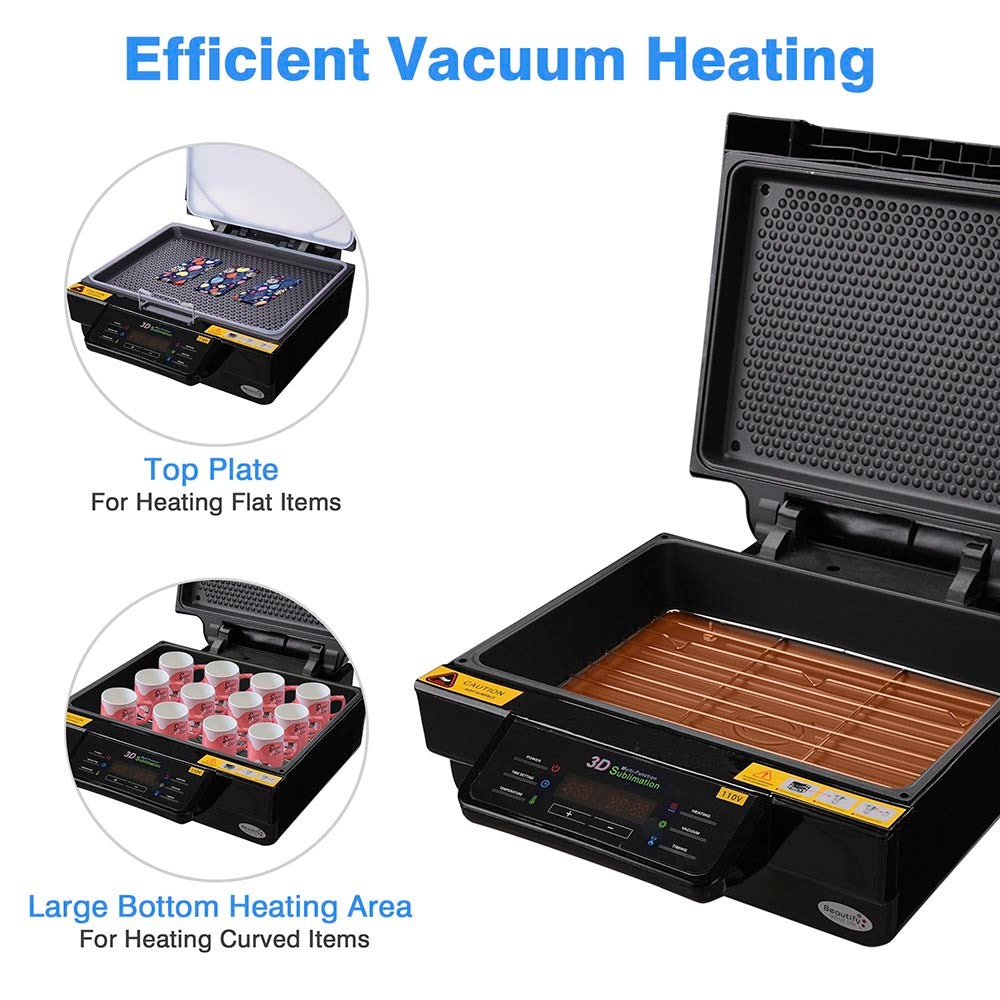 3D Vacuum Heat Press Machine for T-Shirt Printing - Sublimation Transfer Printer for DIY Custom Apparel, Mugs & Phone Cases | TheLAShop