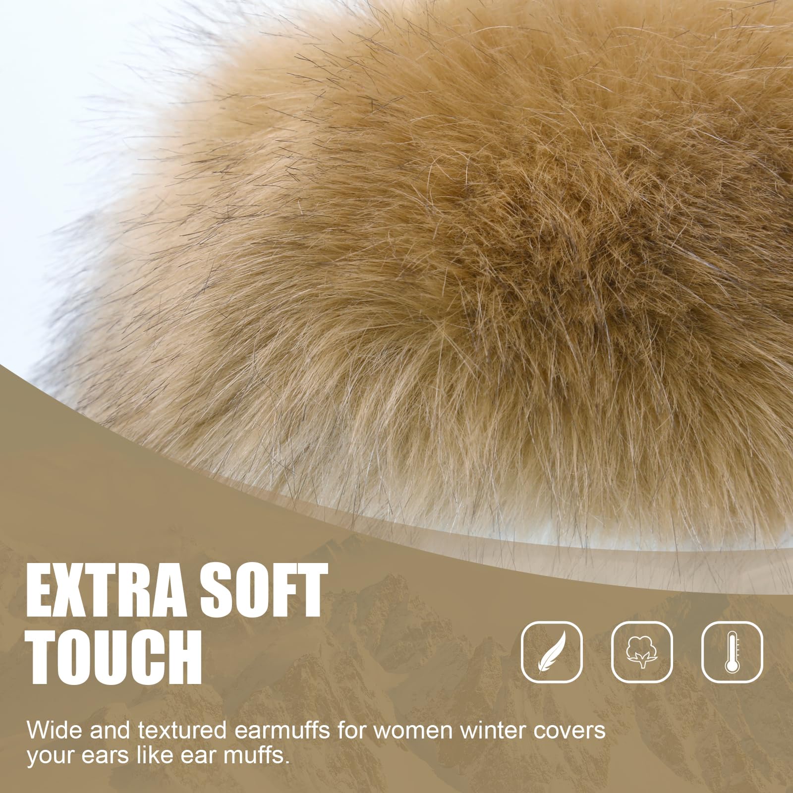 Women's Faux Fur Headband Winter Ear Warmers - Soft Elastic Fuzzy Thick Earmuffs Headwrap for Cold Weather (Brown) | Cozy Accessory for Outdoor Activities, Skiing, Snowboarding & Winter Fashion