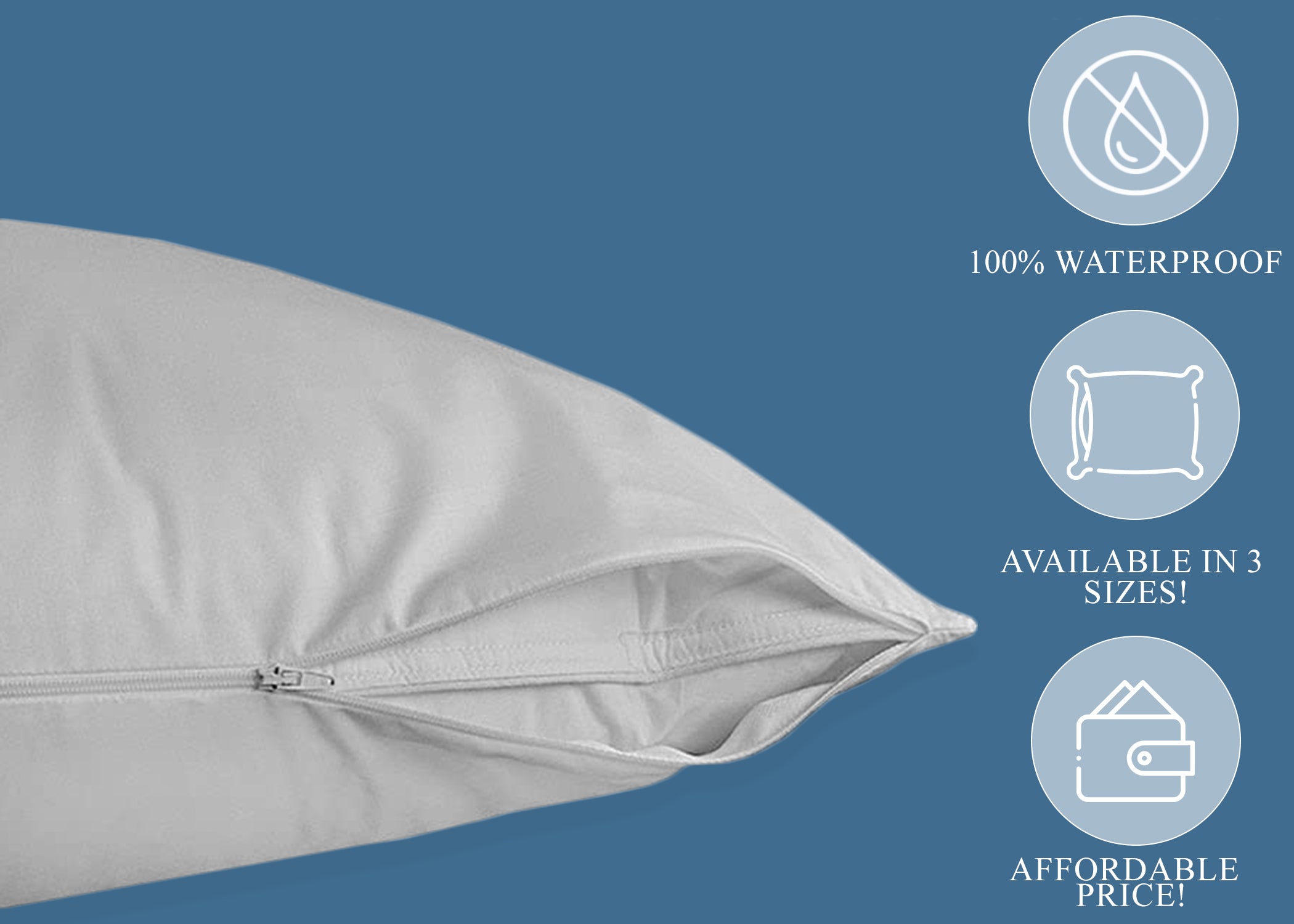 Pillowtex Waterproof Pillow Protector - Hypoallergenic, Breathable, Zippered Cover for Allergies & Dust Mites - Perfect for Bed, Travel, and Guest Rooms