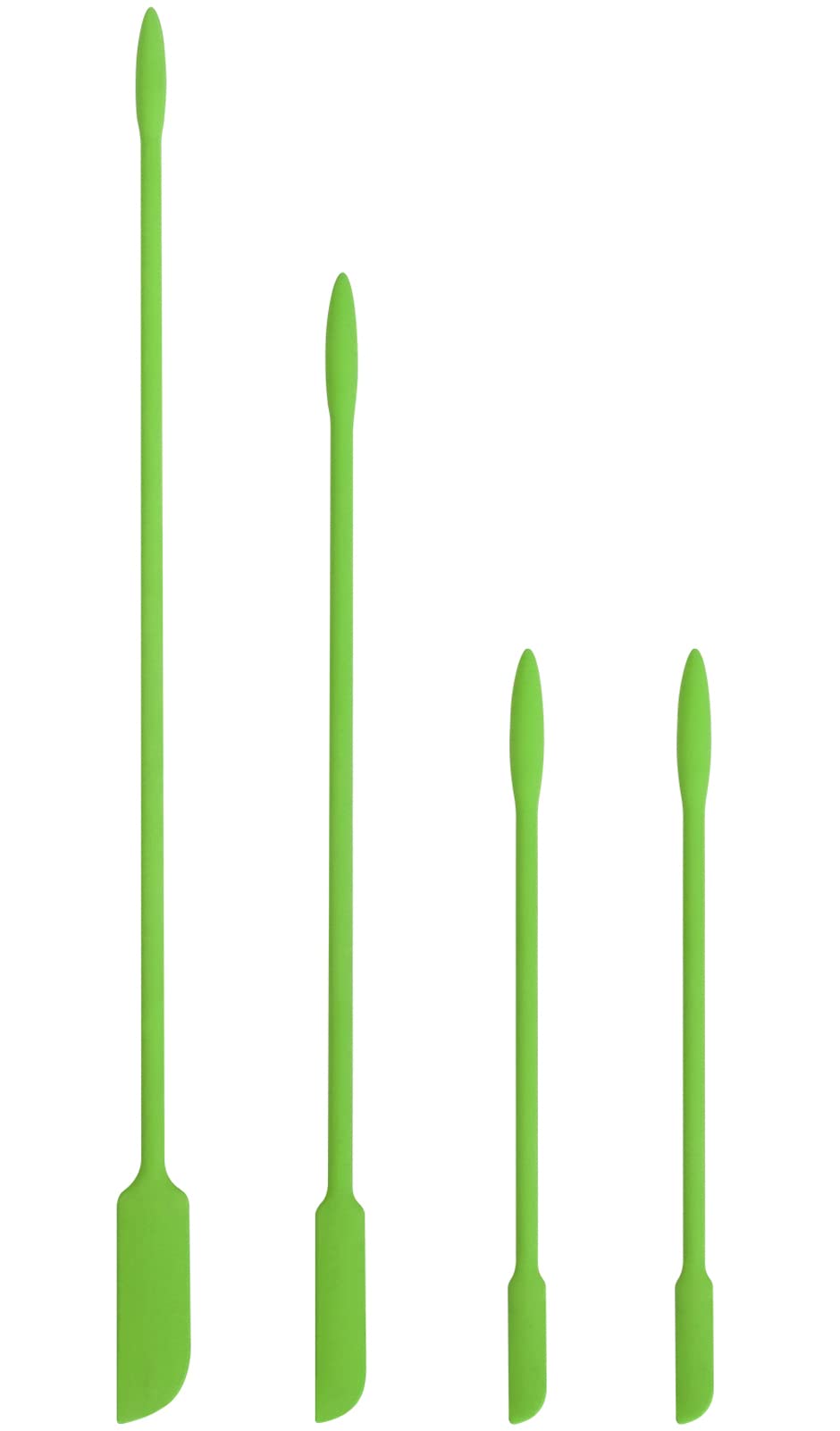 Mini Silicone Spatula Set - 4 Pack Thin Makeup Scrapers for Jars, Bottles & Cosmetics | Perfect for Kitchen, Beauty Products & Skinny Openings | 2.1 Inch Green Spatulas (4 Pack)