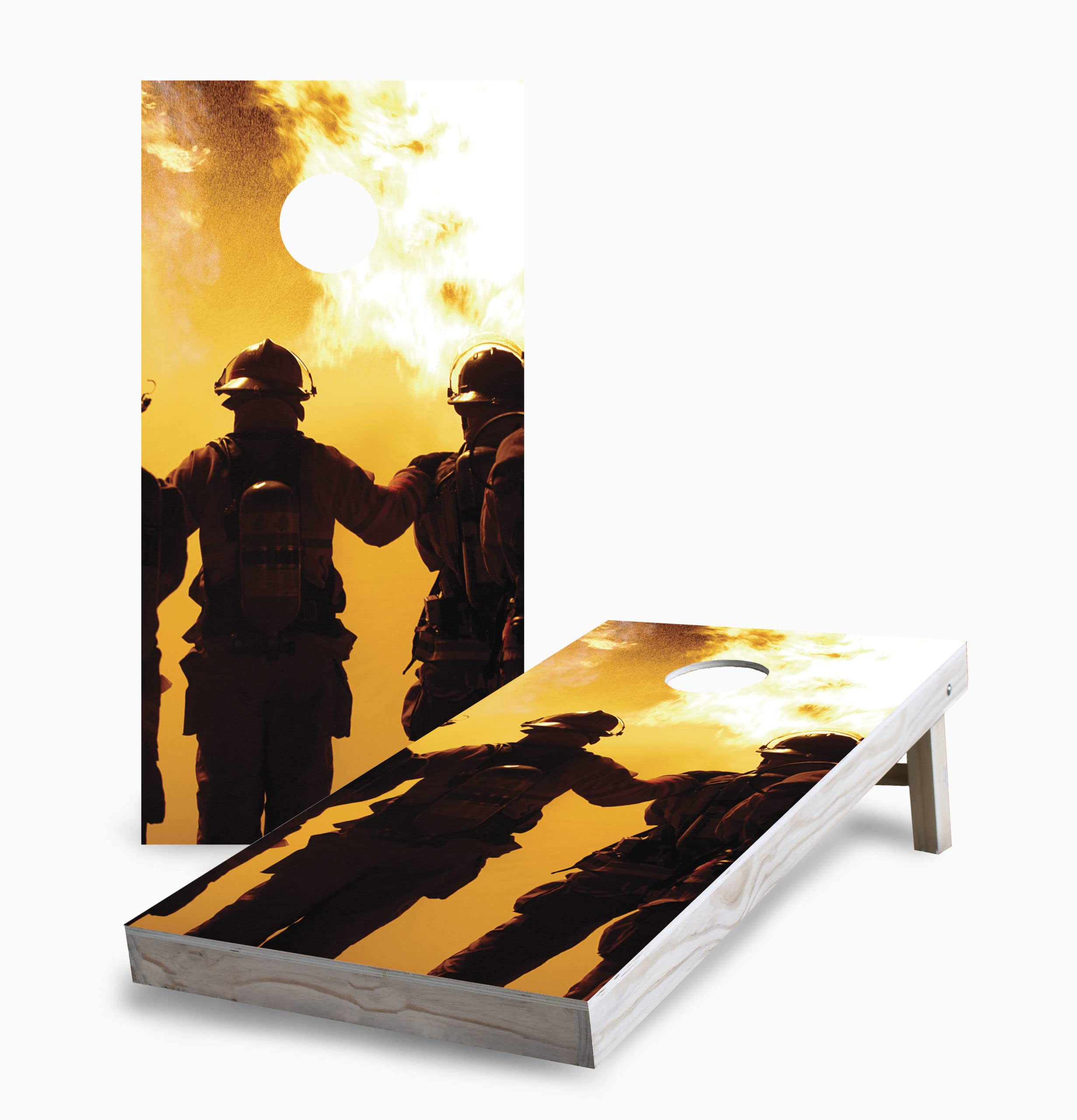 Skip's Garage Firefighters Corn Hole Board Set - 2 Boards, 8 Bags & Accessories - Perfect for Backyard BBQs, Tailgating & Outdoor Parties