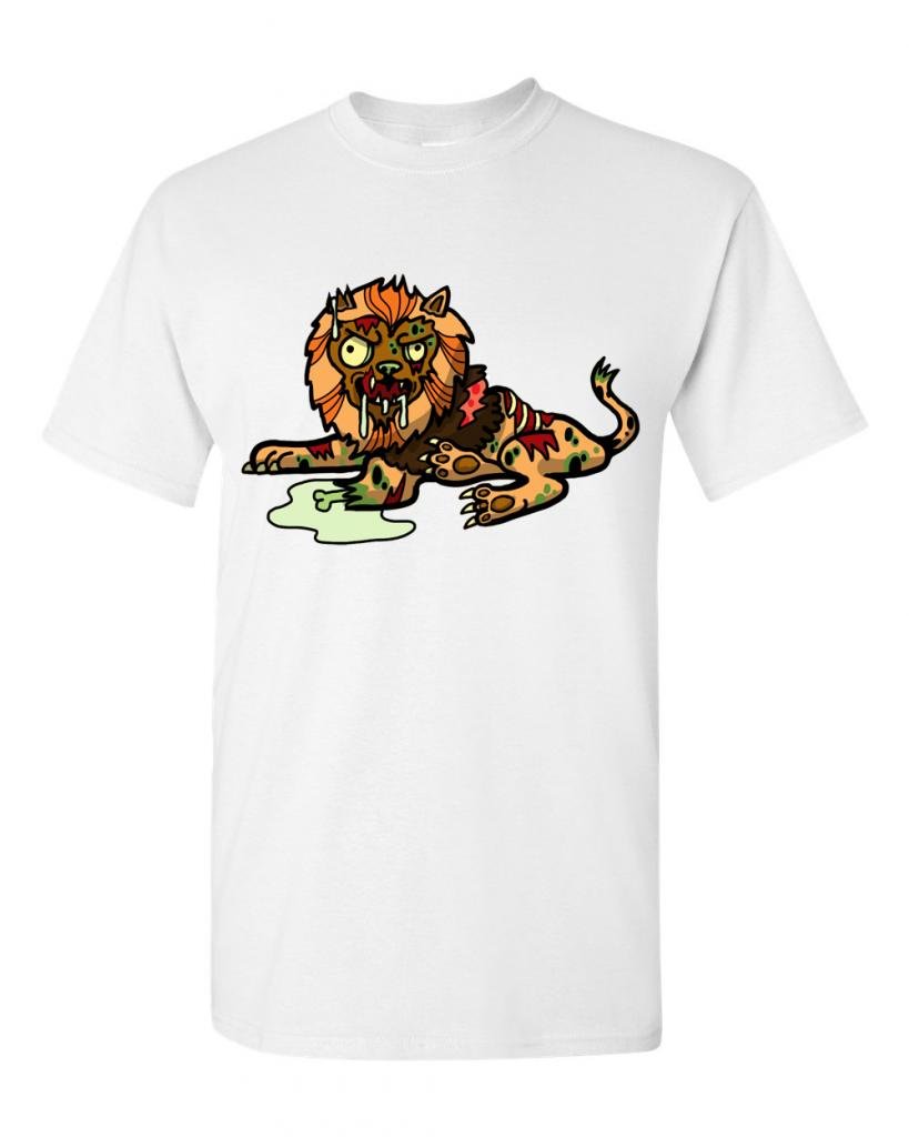 Zombie Lion Undead Animals Graphic T-Shirt for Men - Cool Horror Theme Tee for Halloween, Cosplay & Gamer Outfits