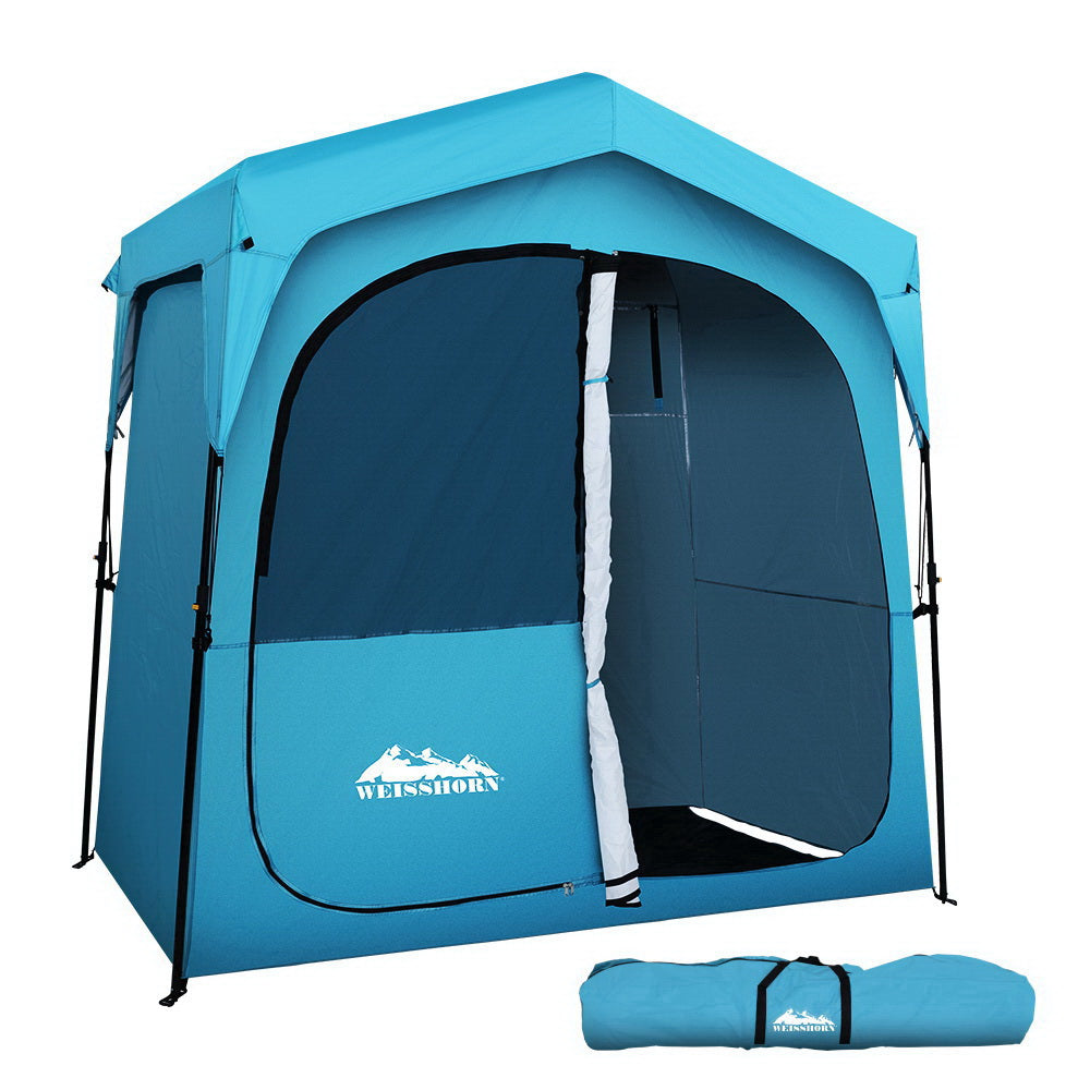 Weisshorn Pop Up Camping Shower Tent - Portable Outdoor Changing Room & Toilet Shelter for Camping, Beach, Hiking - Lightweight & Waterproof (Blue) | Perfect for Outdoor Adventures, Travel & Emergency Use