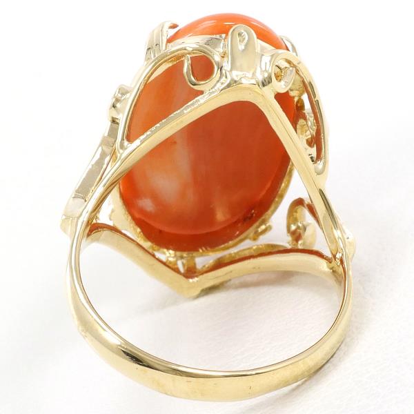 18K Yellow Gold Coral Ring for Women - Elegant Handmade Jewelry Gift for Her - Perfect for Weddings, Anniversaries & Special Occasions