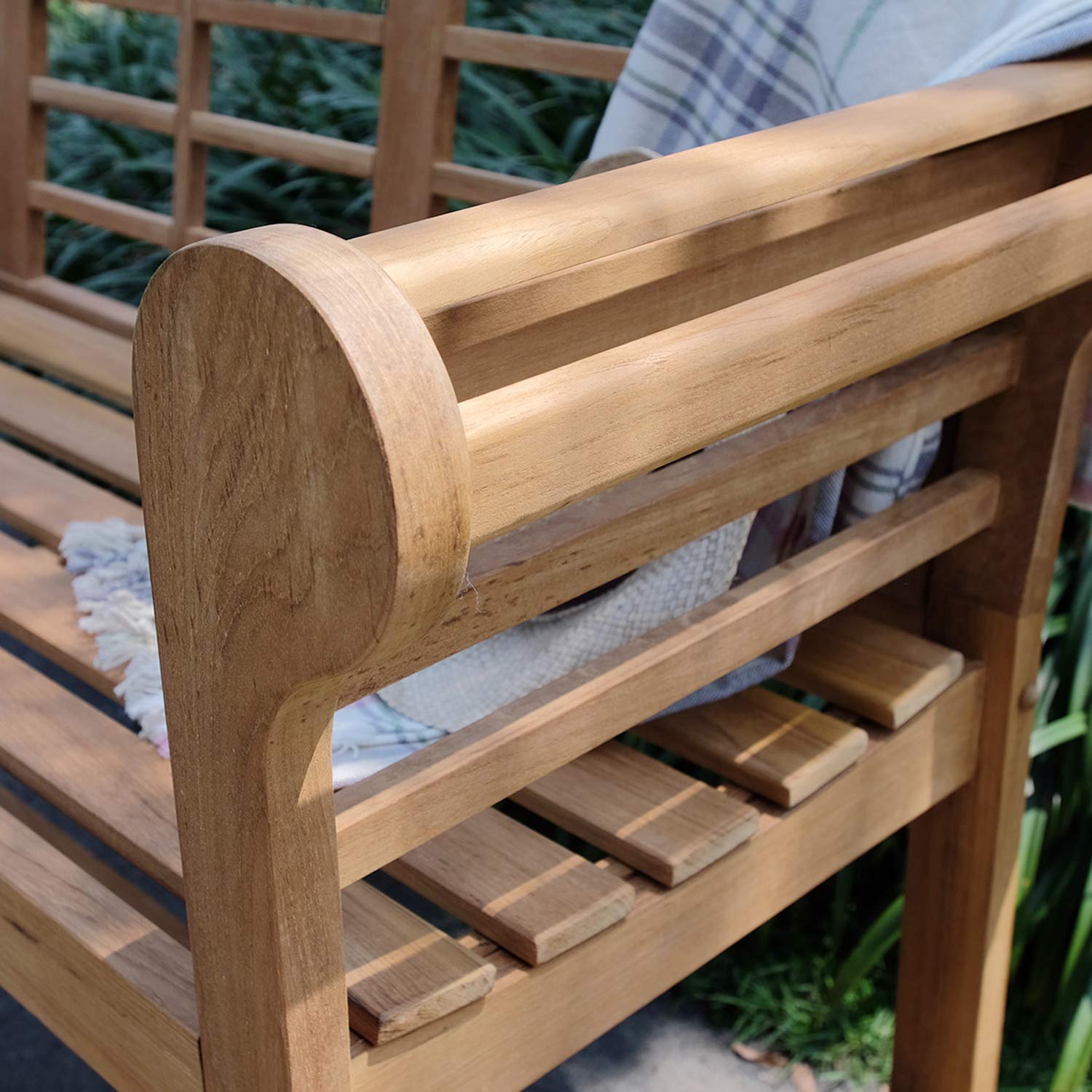 Cambridge Casual Lutyens 4-Foot Outdoor Garden Bench - Natural Teak Wood Patio Furniture for Backyard, Porch & Garden Seating