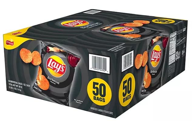 Lay's Barbecue Flavored Potato Chips - 50 Count Bulk Pack - Perfect for Parties, Snacking & Vending Machines