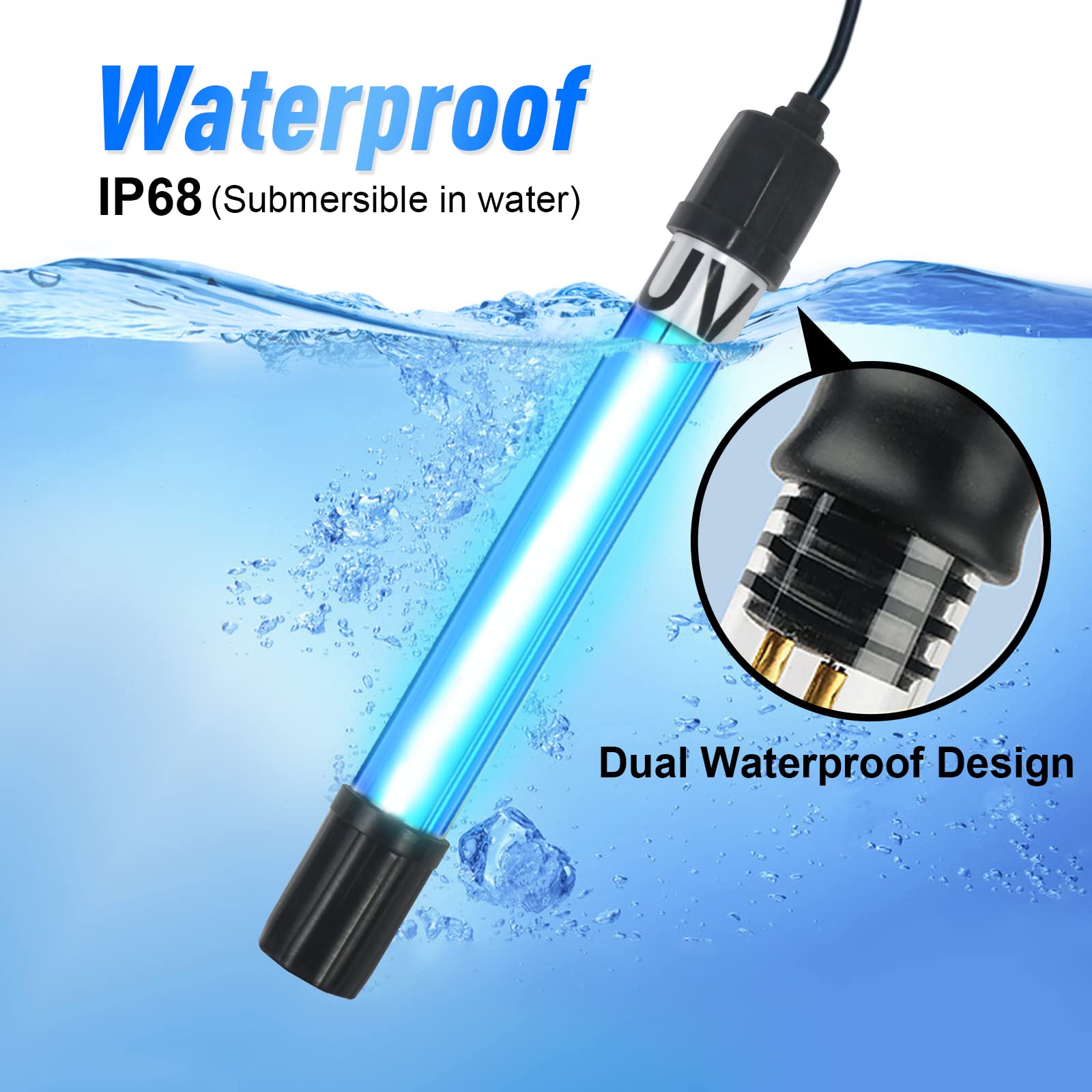 13W Aquarium UV Sterilizer for 70-200 Gallon Fish Tank - Green Algae Killer & Water Purifier for Freshwater & Saltwater Aquariums - Perfect for Crystal Clear Water in Home & Office Aquariums