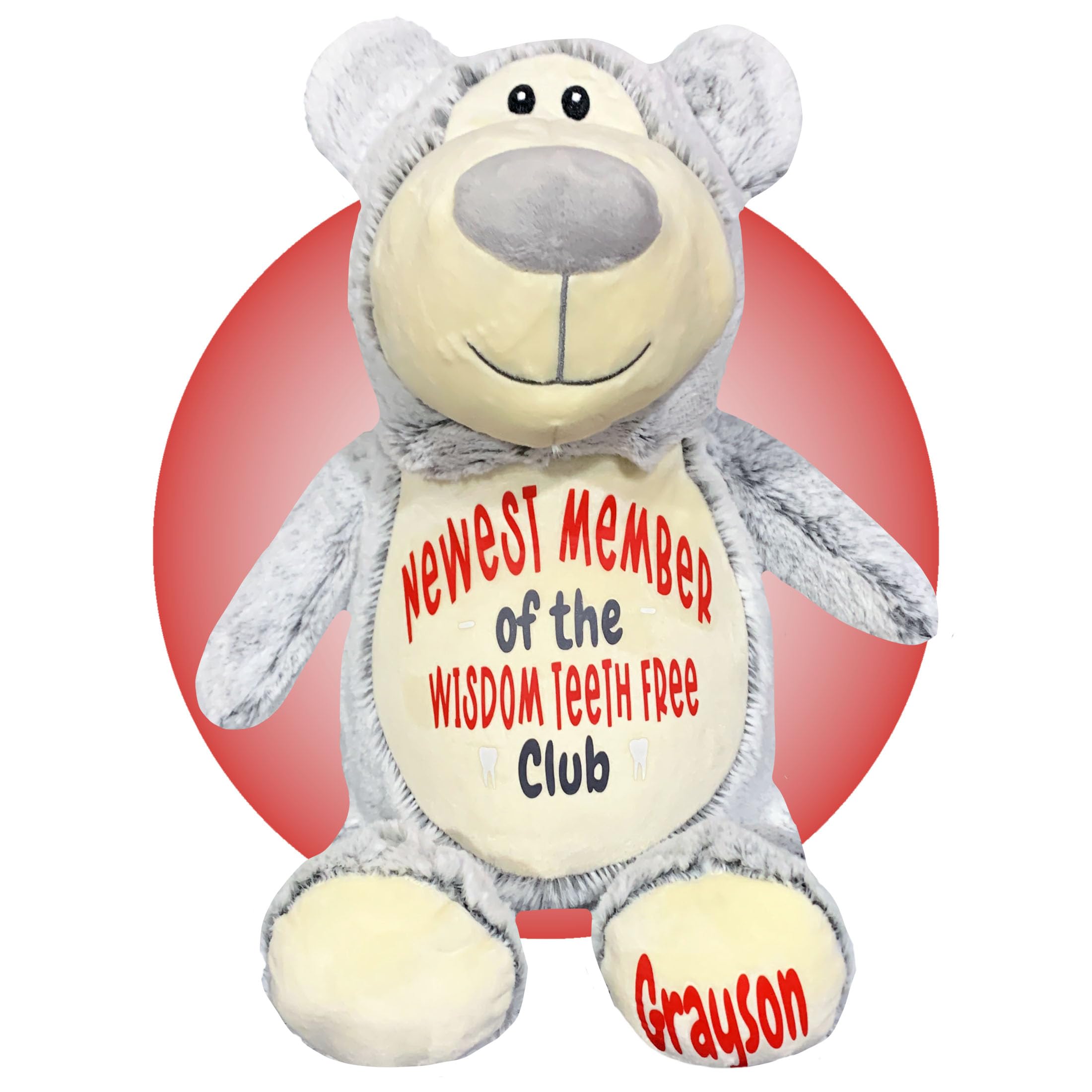 Personalized Wisdom Teeth Recovery Gift Basket for Kids - Get Well Soon Present After Tooth Removal - Cute Grey Bear by Kikilishop | Post-Surgery Comfort & Smile Care