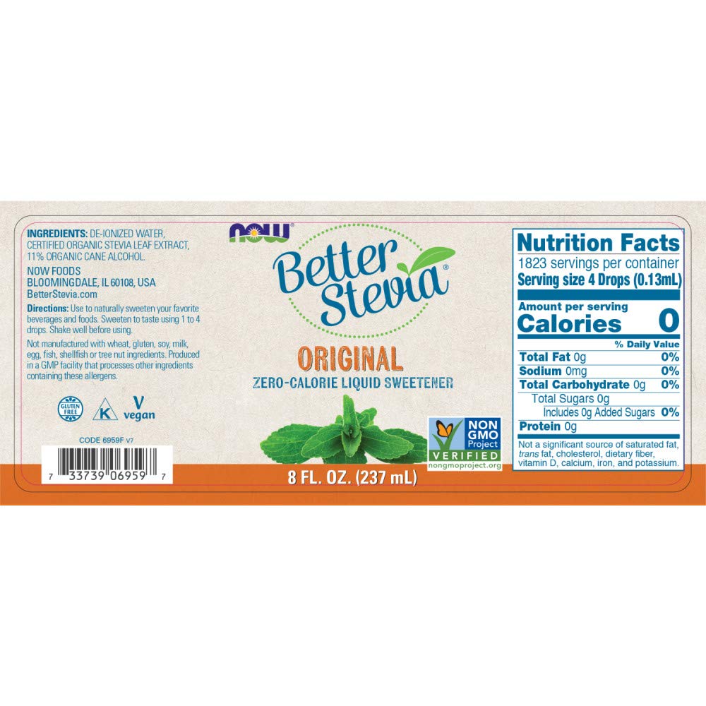 NOW Foods BetterStevia Original Zero-Calorie Liquid Sweetener - Keto, Diabetic & Vegan Friendly, No Erythritol, 8 Oz | Perfect for Coffee, Tea, Baking & Healthy Lifestyle