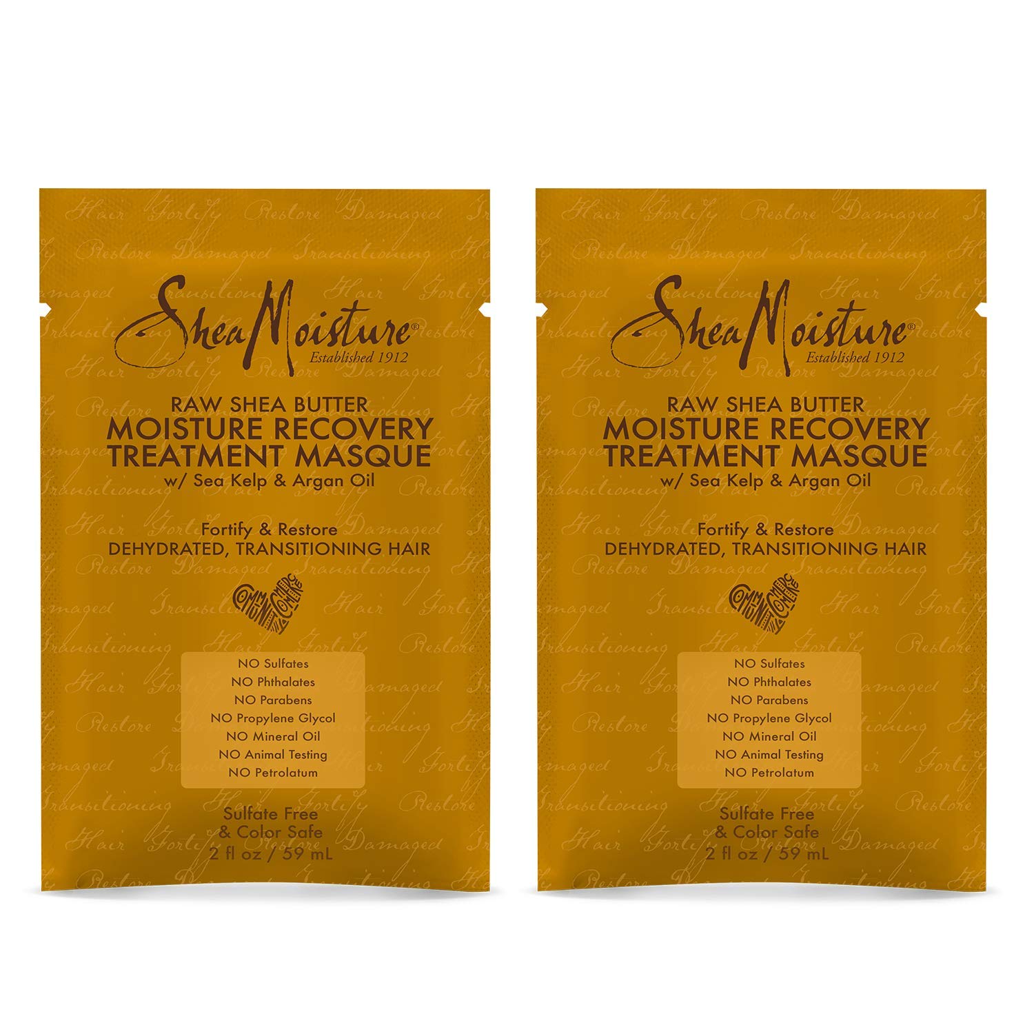 Shea Moisture Raw Shea Butter Deep Conditioning Hair Mask - Moisture Recovery Treatment for Dry, Damaged Hair - 2oz (2 Pack) - Perfect for At-Home Hair Spa & Salon-Quality Hydration