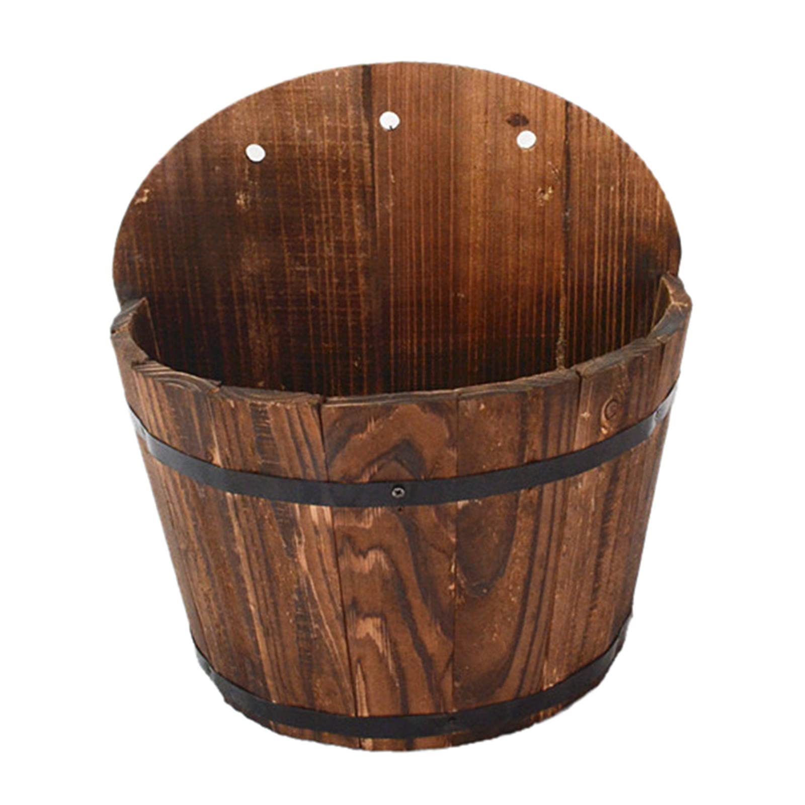 Gazechimp Wooden Barrel Flower Pot - Indoor & Outdoor Garden Planter for Plants, Flowers, Herbs - Perfect for Patio, Yard, and Balcony Decor
