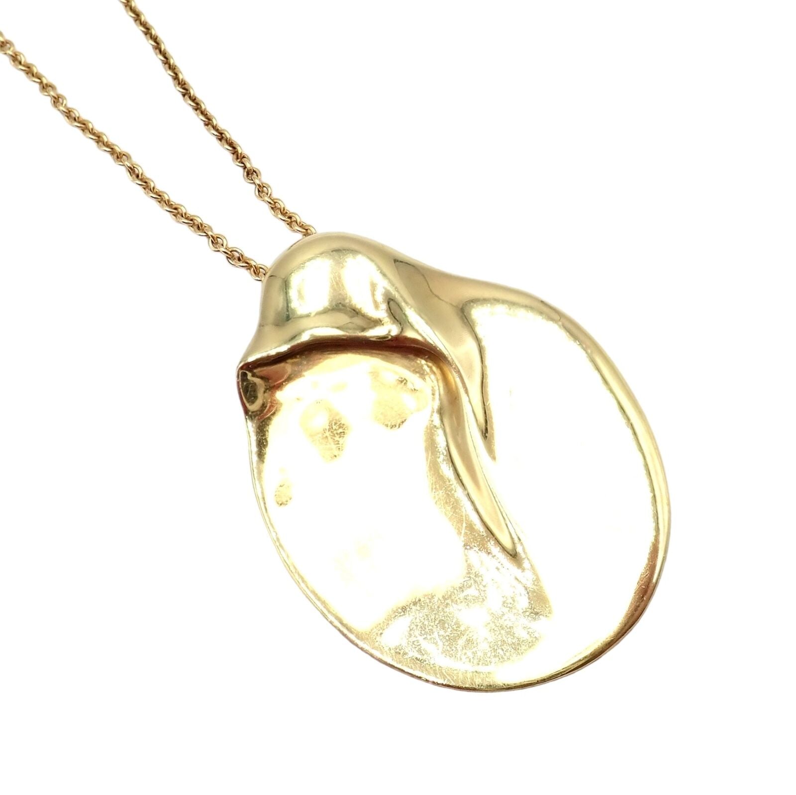 Tiffany & Co Peretti 18k Yellow Gold Madonna Pendant Necklace - Extra Large 30mm - Elegant Jewelry Gift for Women - Perfect for Weddings, Anniversaries & Special Occasions