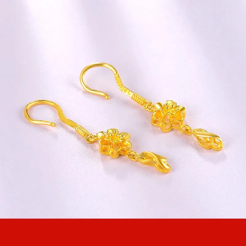 24K Pure Gold Earrings AU 999 Solid Gold Hollow Ball Tassel Earrings - Trendy Fine Jewelry for Women, Gift for Her, Valentine's Day, Anniversary & Special Occasions