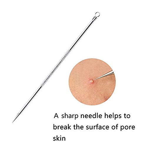 RKPM 4-Piece Stainless Steel Acne Extractor Kit - Blackhead & Blemish Removal Tools with Portable Case for Easy Travel | Professional Skin Care for Face & Body (Silver)