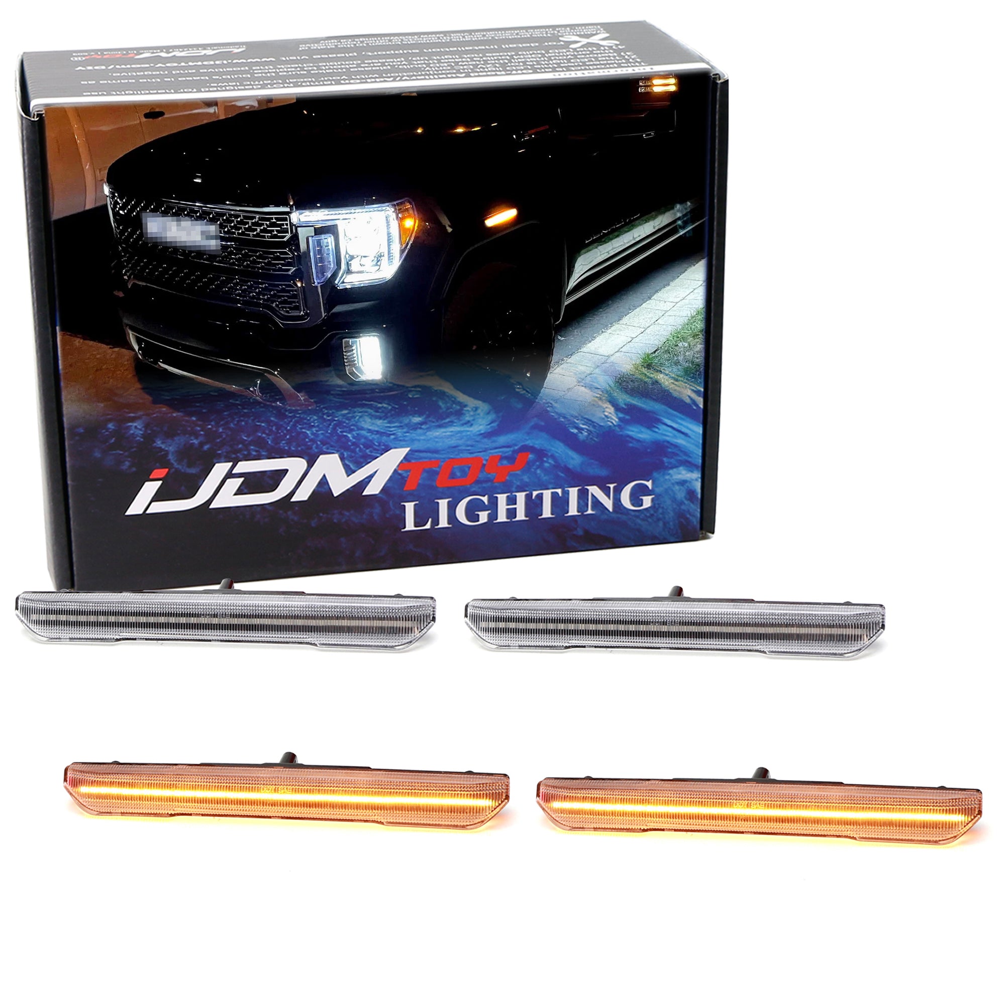 4pc Clear Lens Amber Color LED Fender Side Markers for GMC 2020+ Sierra 2500/3500 HD - Enhanced Visibility & Style for Night Driving & Off-Road Adventures