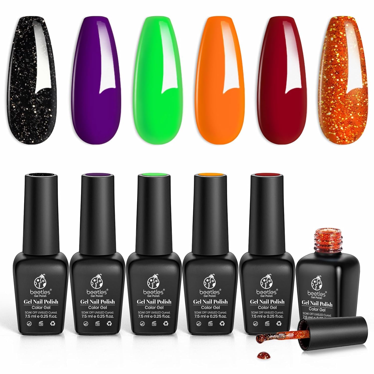 Beetles Gel Nail Polish Set - Hocus Pocus Collection (6 Colors) for UV/LED Manicure & Nail Art - Perfect for Halloween & Holiday Gifts