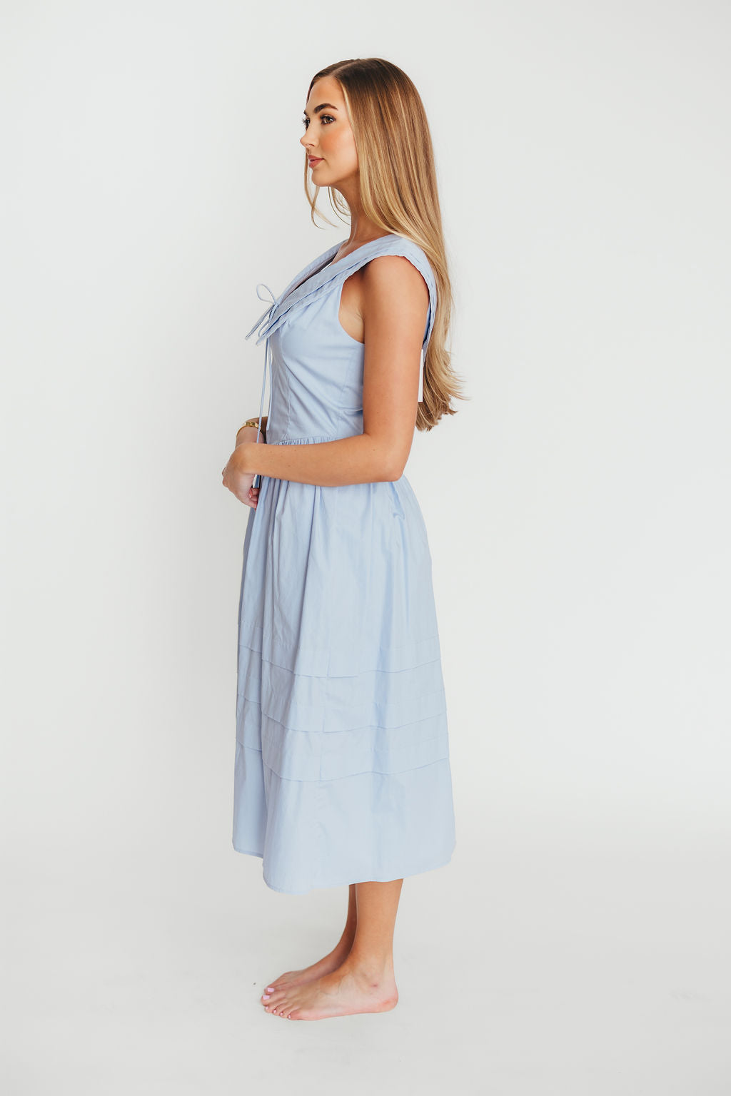 Sailor 100% Cotton Collared Midi Dress for Women - Navy Blue Floral Print Summer Beach Dress | Perfect for Vacation, Date Night & Casual Outings