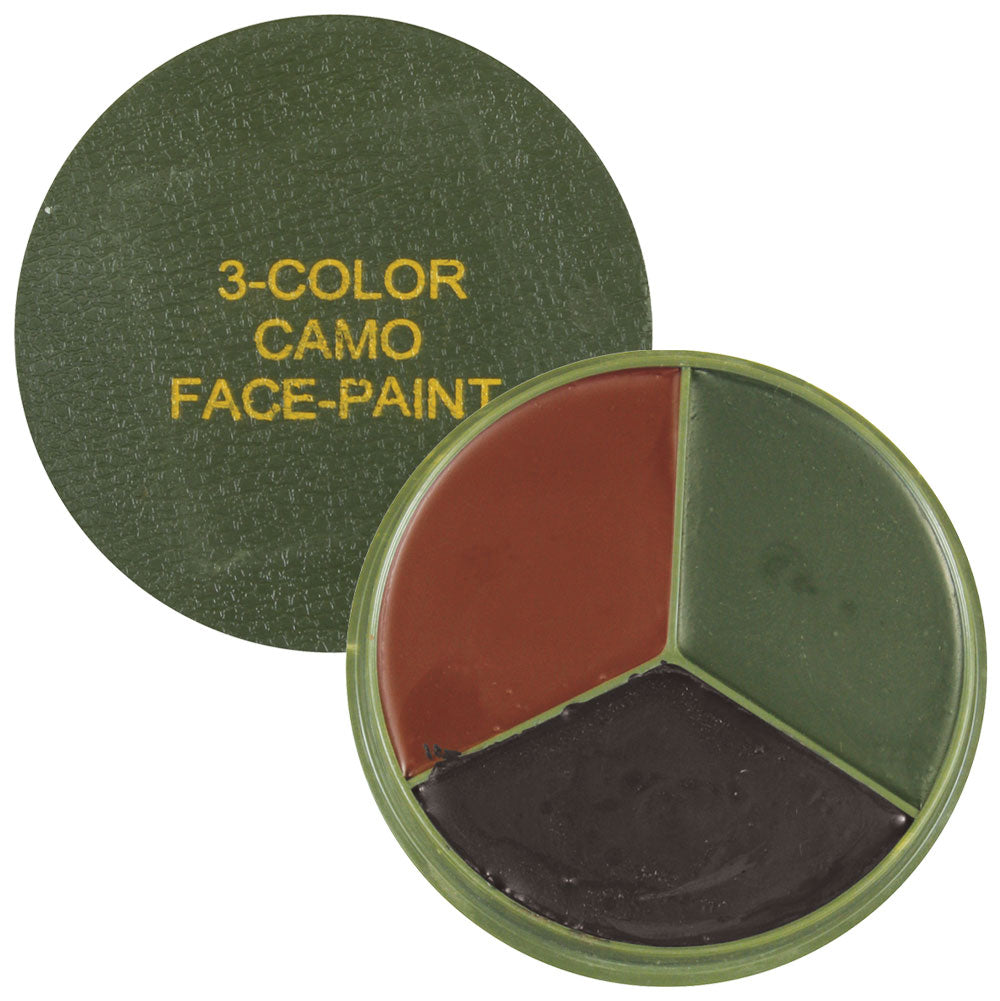 GI Style Camo Face Paint Compact - 3 Colors for Military, Hunting & Outdoor Activities - Waterproof & Easy to Apply for Tactical Use
