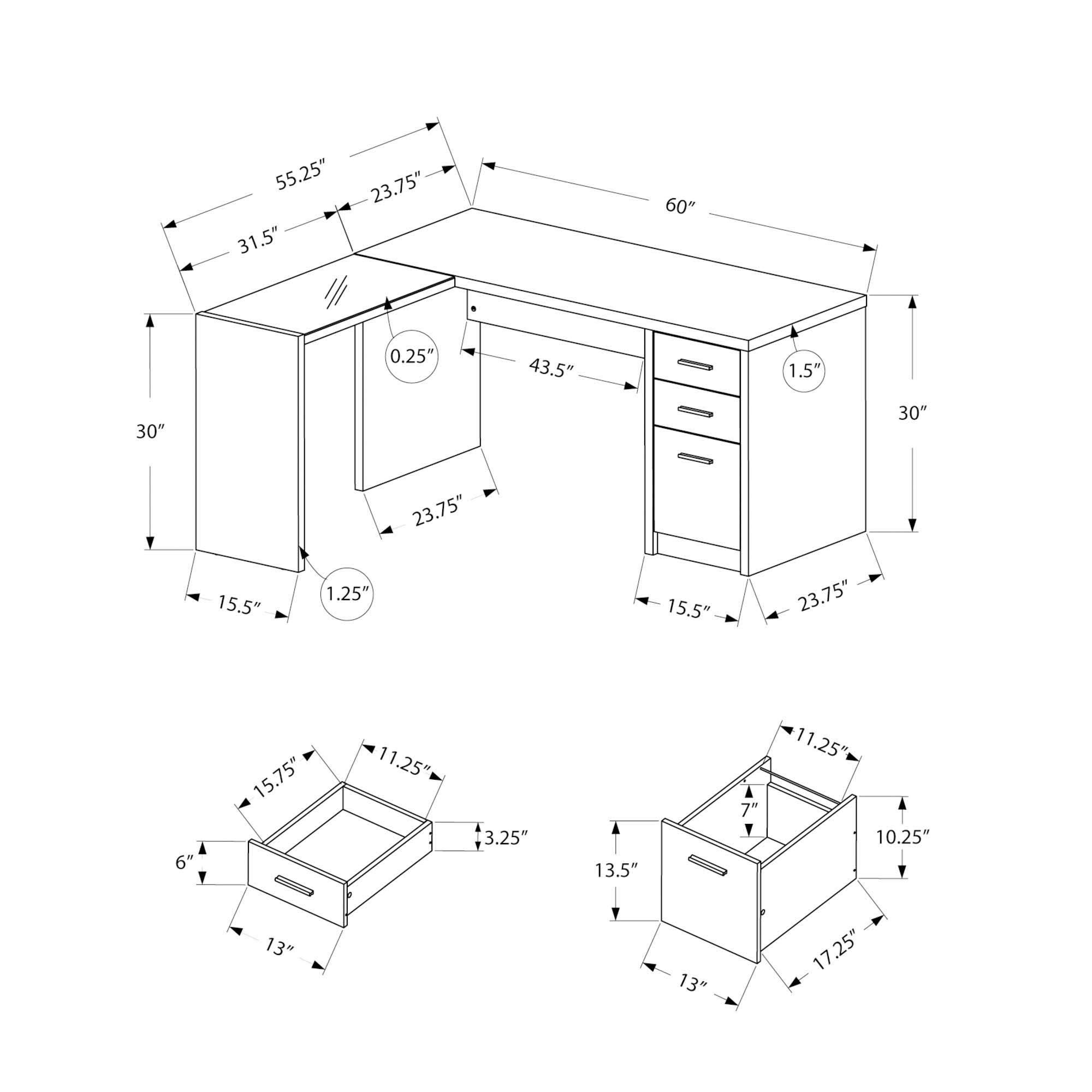 Offex Modern L-Shaped Corner Computer Desk with Storage Drawers - Black, Clear, Gray | Home Office Desk for Small Spaces, Gaming & Workstation Setup