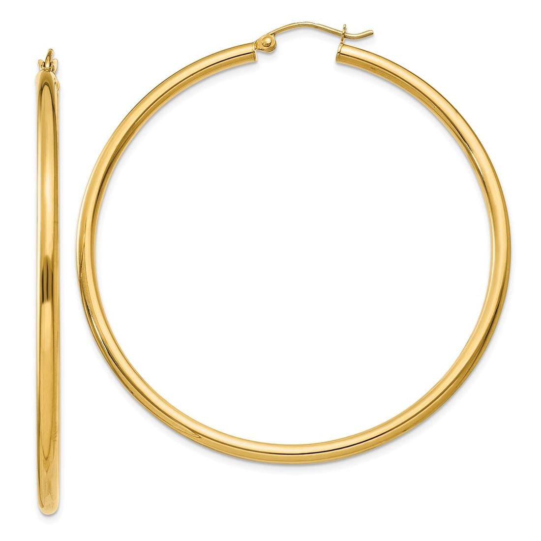 14K Yellow Gold Polished 2.5mm Lightweight Round Hoop Earrings for Women - Dainty Everyday Jewelry, Perfect for Work, Date Night & Gifts
