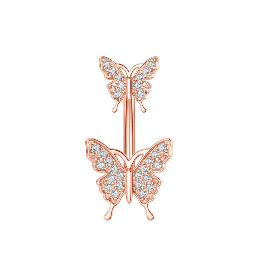 Vibrant Enamel Butterfly Belly Button Rings | WH2797 - Stylish Body Jewelry for Summer Outfits & Beach Parties