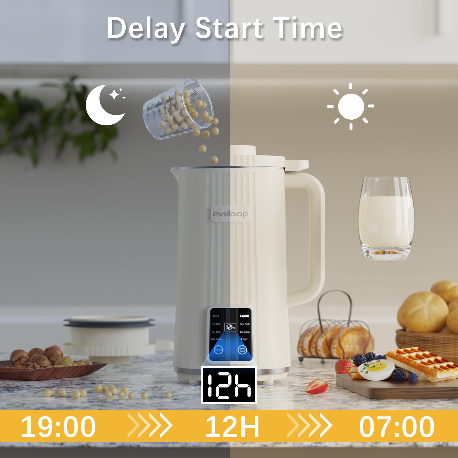 8-in-1 Automatic Nut Milk Maker Machine - 40oz Plant-Based Milk Machine for Homemade Almond, Oat, Coconut & Soy Milk - Non-Dairy Beverage Maker with Delay Start, Self-Cleaning & Boil Water Function - Perfect for Vegan, Keto & Healthy Lifestyle - Great for Breakfast, Smoothies & Coffee Creamer