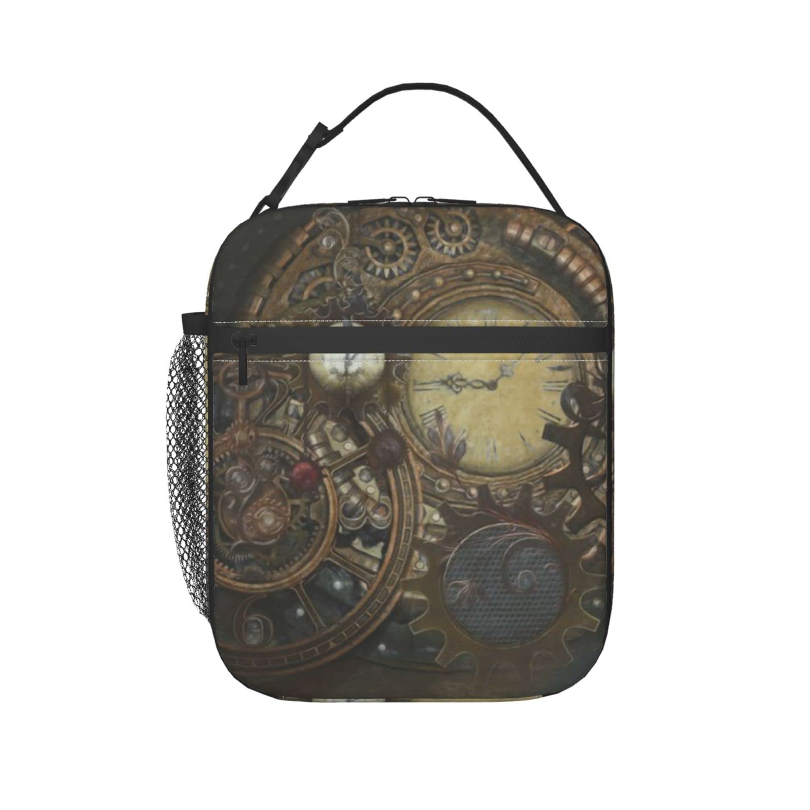 Lazzine Steampunk Style Insulated Lunch Bag - Reusable Thermal Lunch Box for Women & Men - Perfect for Office, School, Picnic, Beach & Outdoor Activities