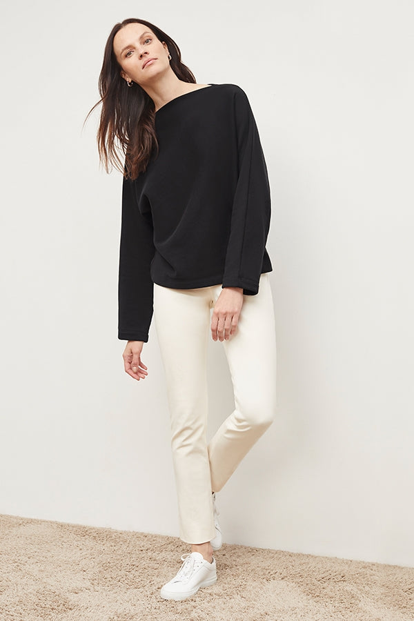 Foster Cigarette Pants for Women - High Waisted Stretch Work Pants in Bone Color - Perfect for Office, Business Casual & Travel