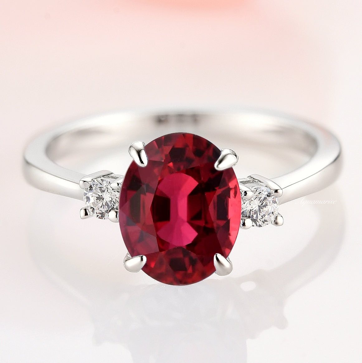 Everly Oval Ruby Ring - Sterling Silver 925 Women's Jewelry, Elegant Gift for Valentine's Day, Anniversary & Special Occasions