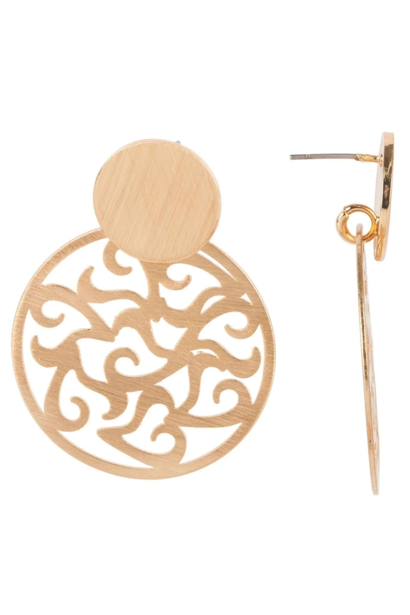 Elegant Circle Ornate Cut Out Earrings for Women - Boho Chic Dangle Earrings for Party, Wedding & Everyday Wear