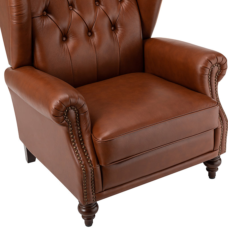 Premium Raquel Genuine Leather Armchair - Heavy Duty Solid Wood Frame - Luxury Living Room Seating for Home Office & Lounge Areas