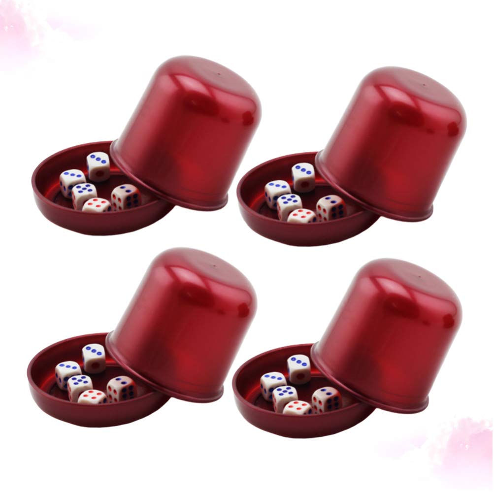 NUOBESTY Professional Plastic Dice Cup Set with 5 Dot Dices - Perfect for Liar's Dice, Yahtzee, Farkle, Bar & KTV Games - Anti-Cheating Design (Black) - Great for Family Game Nights, Parties & Casino-Style Entertainment