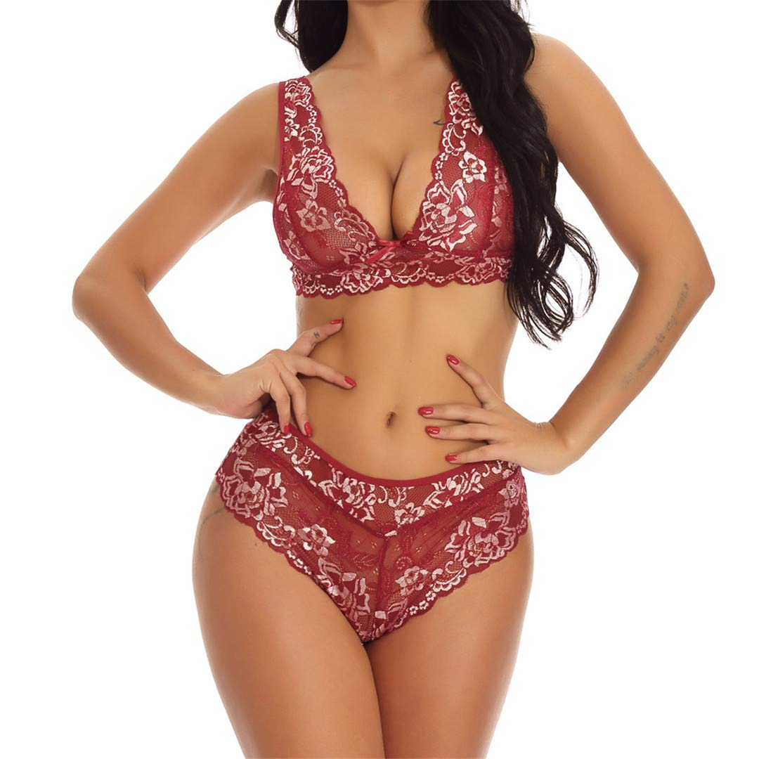 Sexy Lace Lingerie Set for Women - Push Up Bra & Matching Panties - Comfortable Seamless Underwear for Date Night & Special Occasions